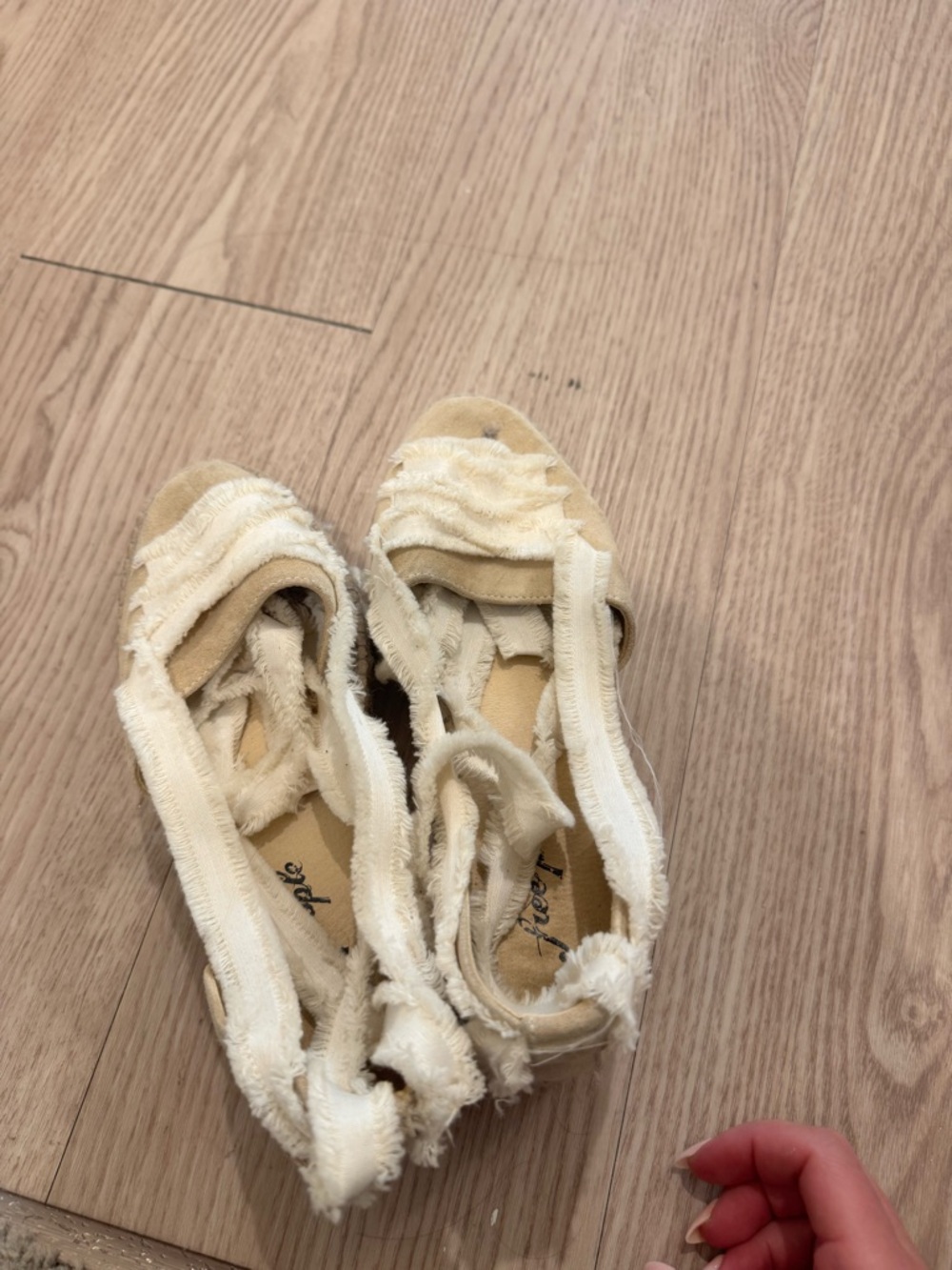 Free People Cream Frayed Espadrille Slip-Ons